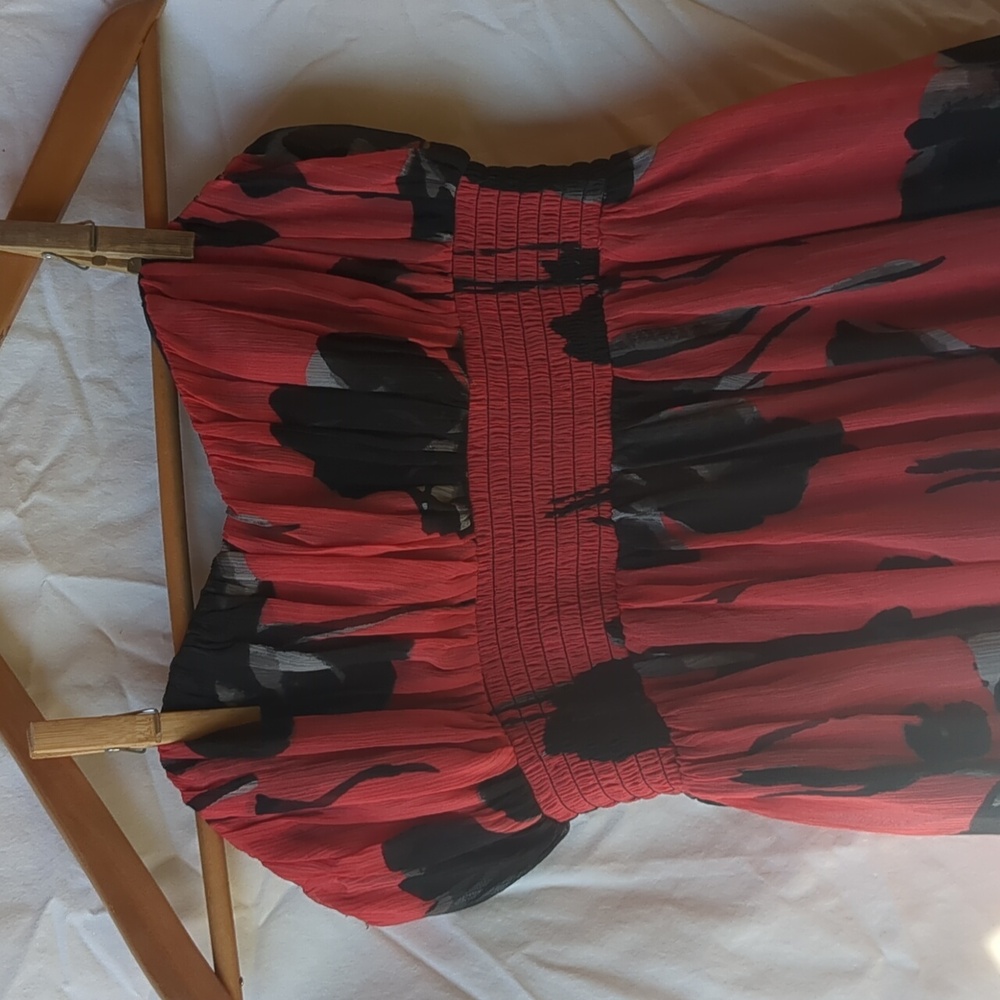 Kimchi Blue strapless dress Floral in coral black and grey Small
